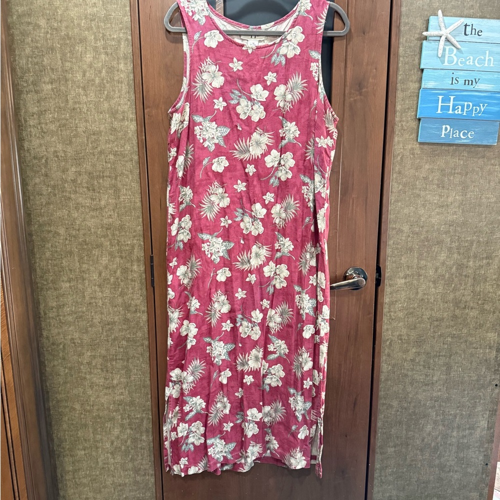 Vintage 90s Original TY Original Wear Floral Linen Sleeveless Maxi Dress 16